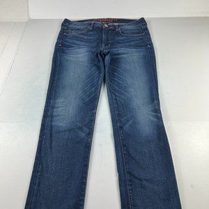 American Eagle Jean Women 8 Skinny Dark Blue Whisker Cone Stretch Denim USA Made